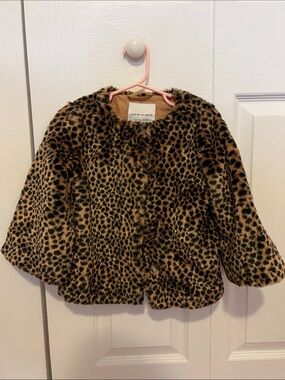 Janie and Jack Leopard Print Faux-Fur Coat - Brown and Black Size 3 to 4